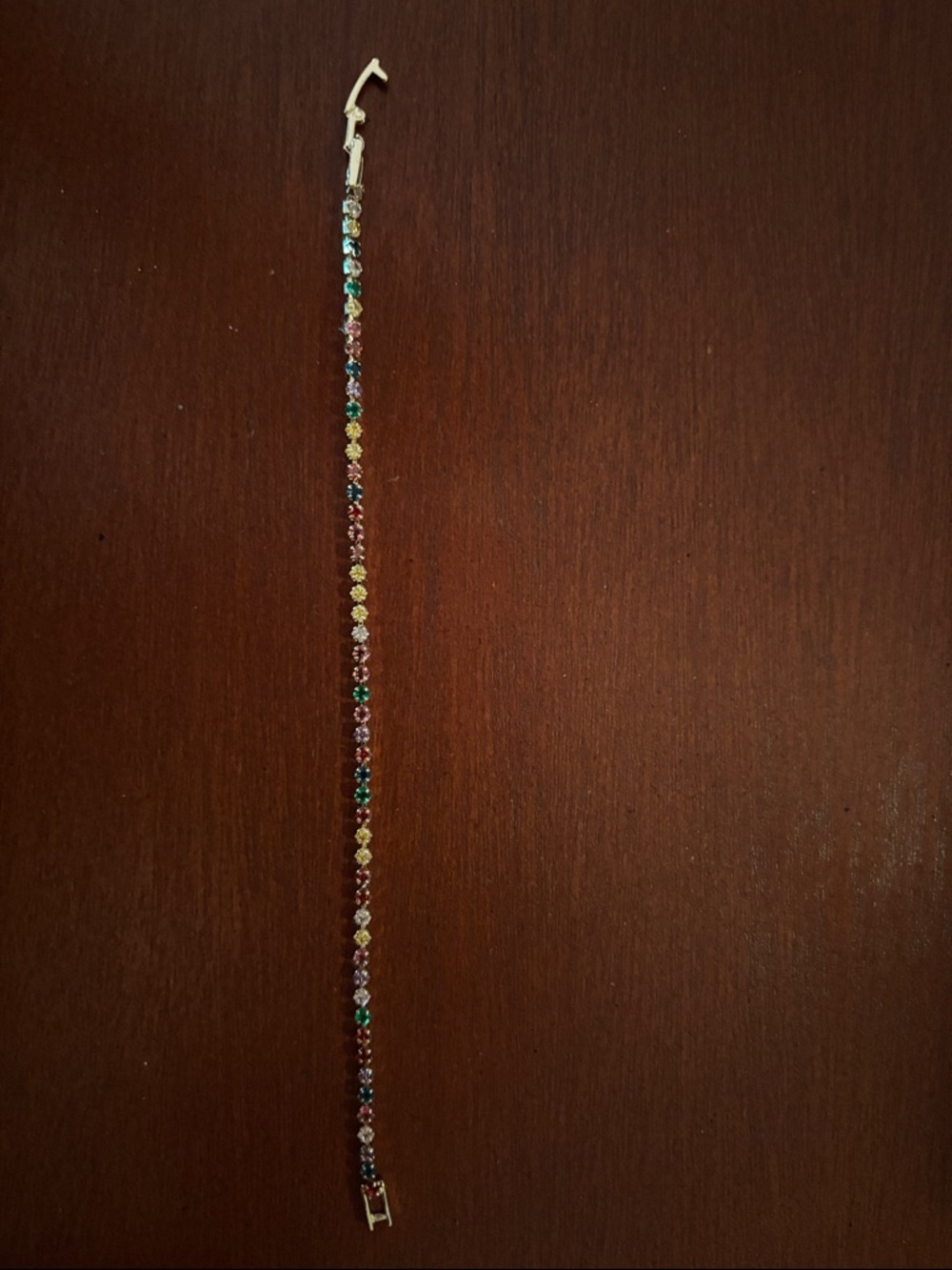 Pretty Bird Multicolor CZ Station Bracelet - Pink Green Yellow Blue - Picture 4 of 5